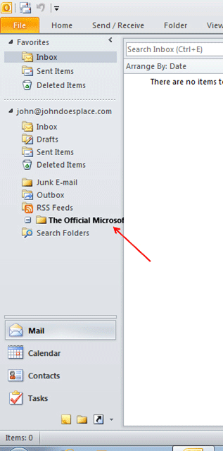 RSS feed showing in Outlook